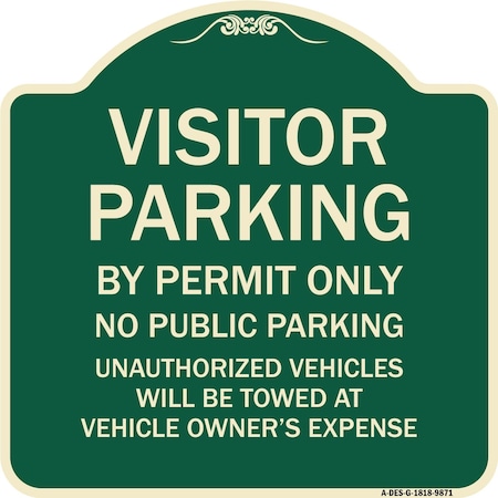 Signmission Designer Series-Visitor Parking By Permit Only No Public Parking Sign, 18" x 18", G-1818-9871 A-DES-G-1818-9871